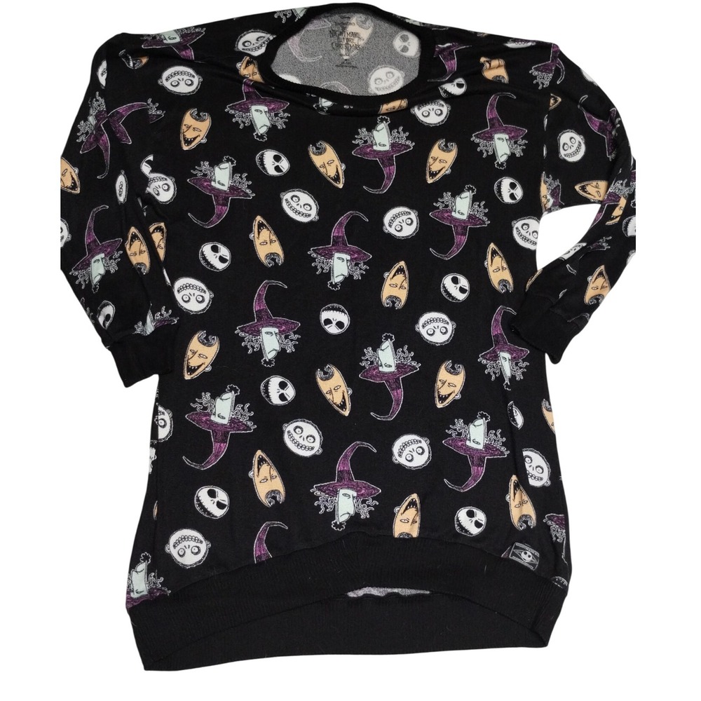 Disney Nightmare Before Christmas Sweatshirt‎ Women's M Black Halloween Print
